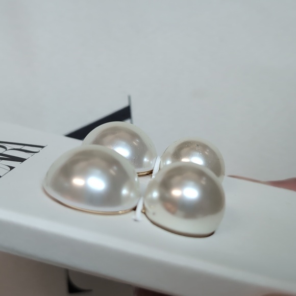 ZARA LARGE DOUBLE PEARL EARRINGS NWT - Picture 6 of 7